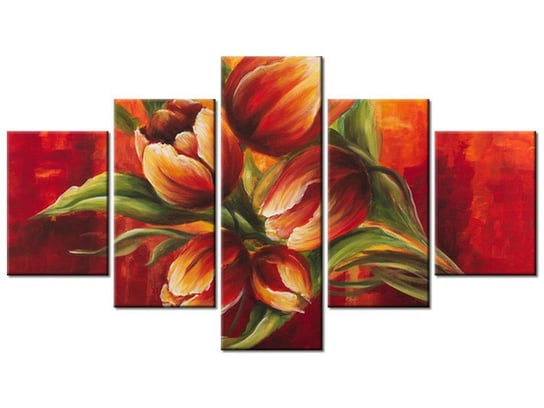 Obraz Abstrakcyjne tulipany, 5 elementów, 125x70 cm Oobrazy