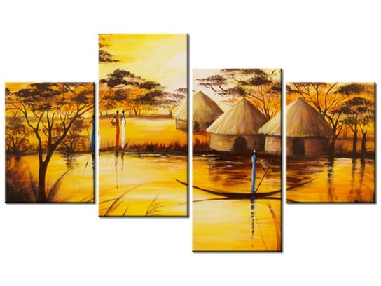 Obraz, Afrykańska wioska, 4 elementy, 120x70 cm Oobrazy