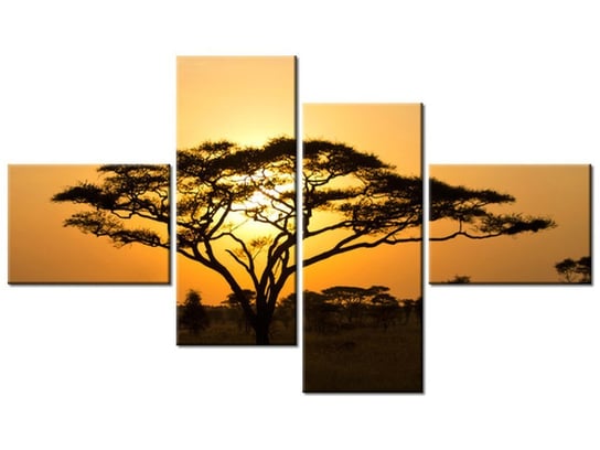 Obraz, Akacja w Serengeti, 4 elementy, 140x80 cm Oobrazy
