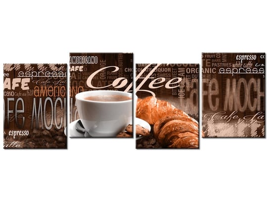 Obraz Apetyczna kawa w brązach, 4 elementy, 120x45 cm Oobrazy
