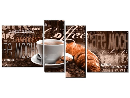 Obraz Apetyczna kawa w brązach, 4 elementy, 120x55 cm Oobrazy