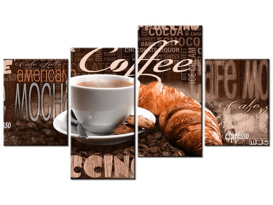 Obraz Apetyczna kawa w brązach, 4 elementy, 120x70 cm Oobrazy