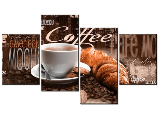 Obraz Apetyczna kawa w brązach, 4 elementy, 120x70 cm Oobrazy