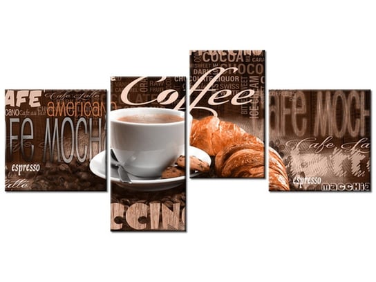 Obraz Apetyczna kawa w brązach, 4 elementy, 140x70 cm Oobrazy