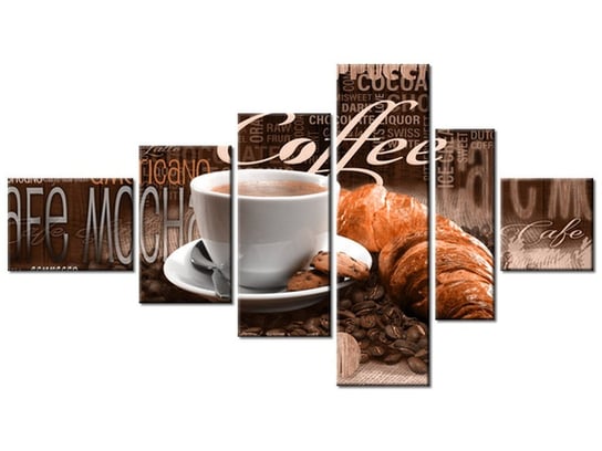 Obraz Apetyczna kawa w brązach, 6 elementów, 180x100 cm Oobrazy