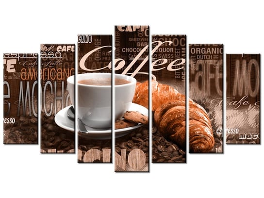 Obraz Apetyczna kawa w brązach, 7 elementów, 140x80 cm Oobrazy