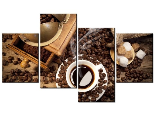 Obraz Aromatyczna kawa, 4 elementy, 120x70 cm Oobrazy