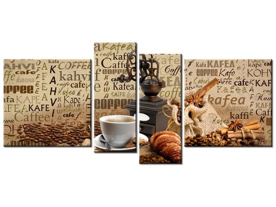 Obraz Aromatyczna kawa o poranku, 4 elementy, 120x55 cm Oobrazy