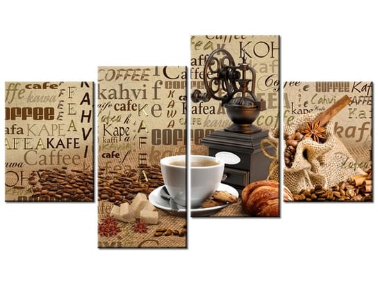 Obraz, Aromatyczna kawa o poranku, 4 elementy, 120x70 cm Oobrazy