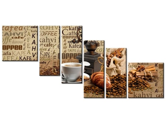 Obraz Aromatyczna kawa o poranku, 6 elementów, 220x100 cm Oobrazy