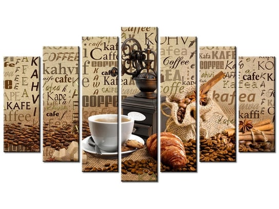 Obraz Aromatyczna kawa o poranku, 7 elementów, 140x80 cm Oobrazy