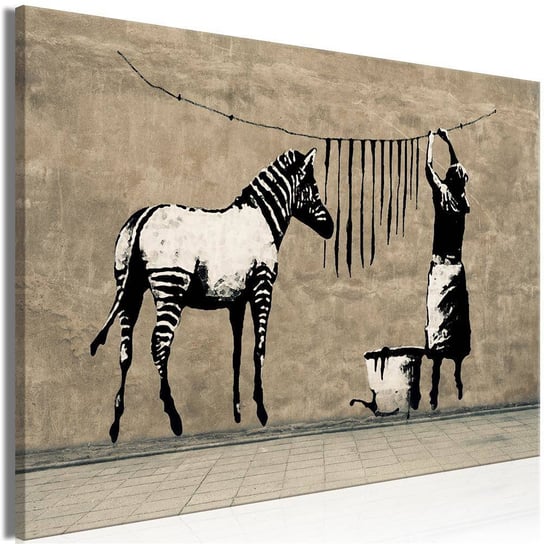 Obraz ARTGEIST Banksy: Pranie zebry na betonie szeroki, 1-częściowy ARTGEIST