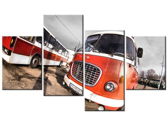 Obraz Autobus ogórek, 4 elementy, 120x70 cm Oobrazy