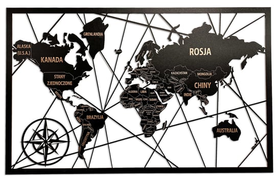 Obraz ażurowy Mapa świata: Granice i nazwy Państw i krajów Naklejkomania