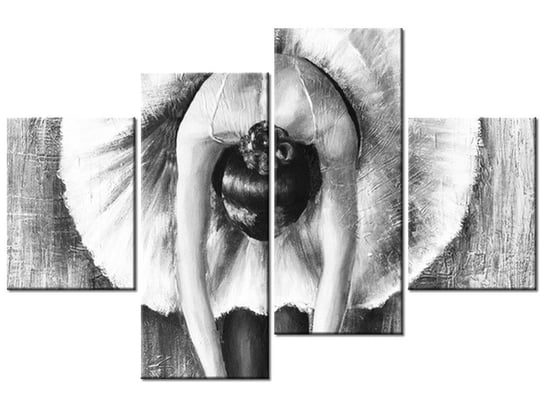 Obraz Baletnica w czerni i bieli, 4 elementy, 120x80 cm Oobrazy