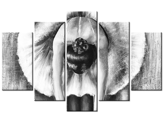 Obraz Baletnica w czerni i bieli, 5 elementów, 100x63 cm Oobrazy