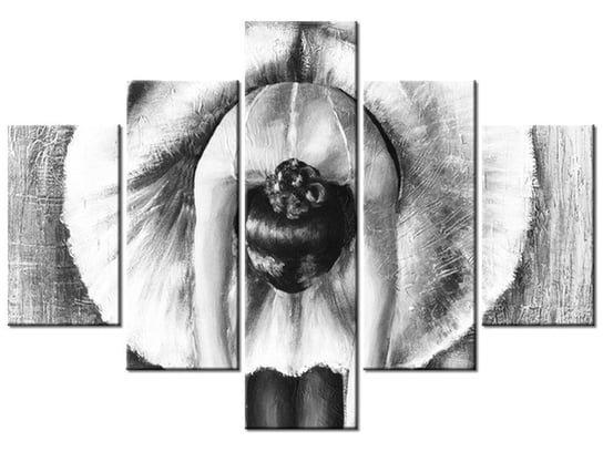 Obraz Baletnica w czerni i bieli, 5 elementów, 100x70 cm Oobrazy