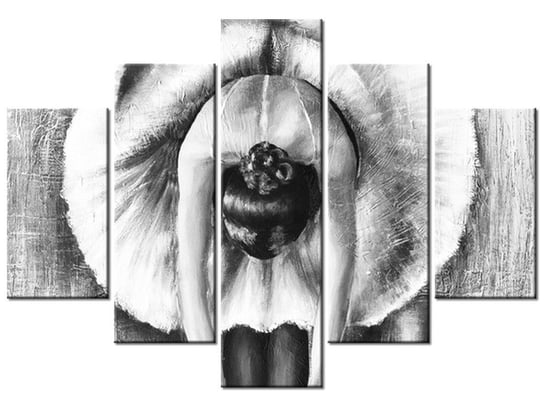 Obraz Baletnica w czerni i bieli, 5 elementów, 150x105 cm Oobrazy