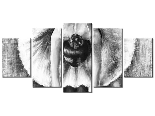 Obraz Baletnica w czerni i bieli, 5 elementów, 150x70 cm Oobrazy