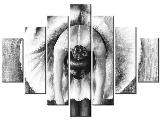 Obraz Baletnica w czerni i bieli, 7 elementów, 210x150 cm Oobrazy