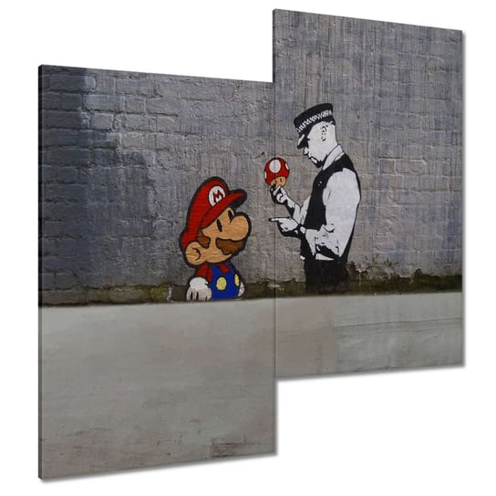 Obraz Banksy Grzybiarz Policja, 60x60cm ZeSmakiem