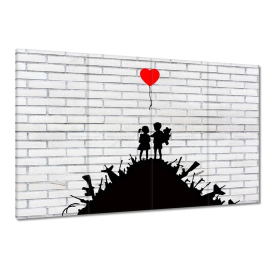 Obraz Banksy Sterta broni Balon, 120x80cm ZeSmakiem