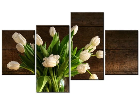 Obraz Białe tulipany, 4 elementy, 120x70 cm Oobrazy
