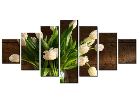 Obraz, Białe tulipany, 7 elementów, 210x100 cm Oobrazy