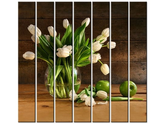 Obraz Białe tulipany, 7 elementów, 210x195 cm Oobrazy