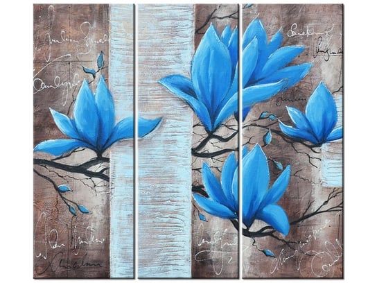 Obraz Błękitna magnolia, 3 elementy, 90x80 cm Oobrazy