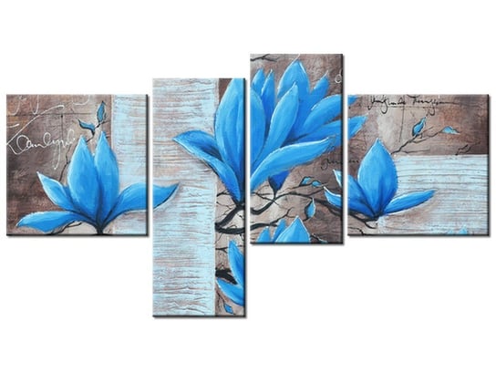 Obraz Błękitna magnolia, 4 elementy, 100x55 cm Oobrazy