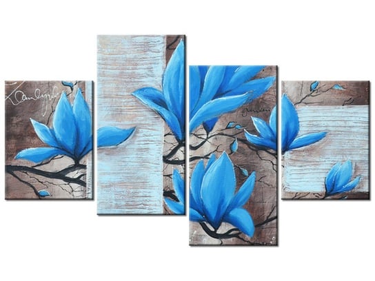 Obraz Błękitna magnolia, 4 elementy, 120x70 cm Oobrazy