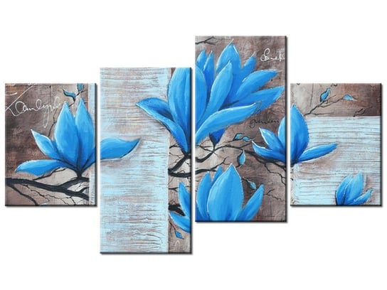 Obraz Błękitna magnolia, 4 elementy, 120x70 cm Oobrazy