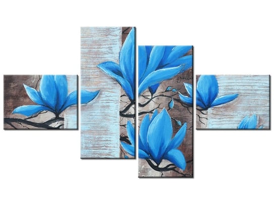 Obraz Błękitna magnolia, 4 elementy, 140x80 cm Oobrazy