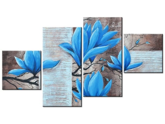 Obraz Błękitna magnolia, 4 elementy, 160x90 cm Oobrazy