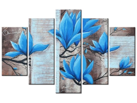 Obraz Błękitna magnolia, 5 elementów, 100x63 cm Oobrazy
