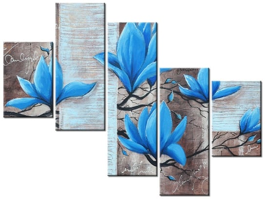 Obraz Błękitna magnolia, 5 elementów, 100x75 cm Oobrazy