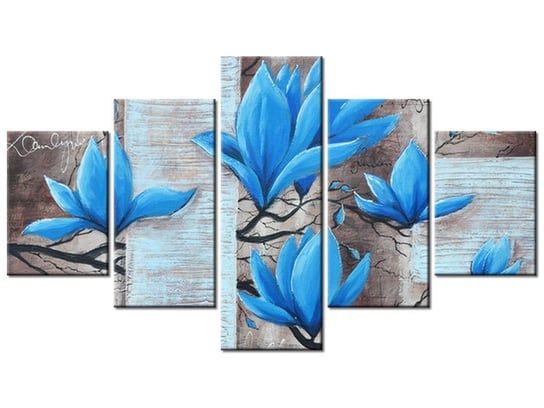 Obraz Błękitna magnolia, 5 elementów, 125x70 cm Oobrazy