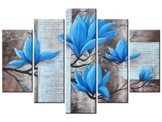 Obraz Błękitna magnolia, 5 elementów, 150x100 cm Oobrazy