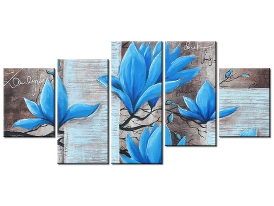 Obraz Błękitna magnolia, 5 elementów, 150x70 cm Oobrazy