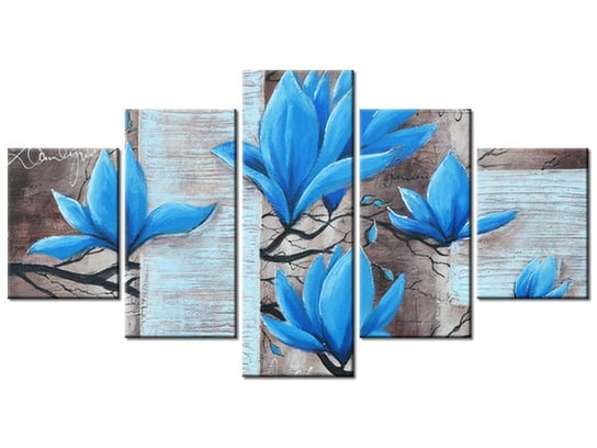 Obraz Błękitna magnolia, 5 elementów, 150x80 cm Oobrazy