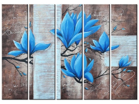 Obraz Błękitna magnolia, 5 elementów, 225x160 cm Oobrazy
