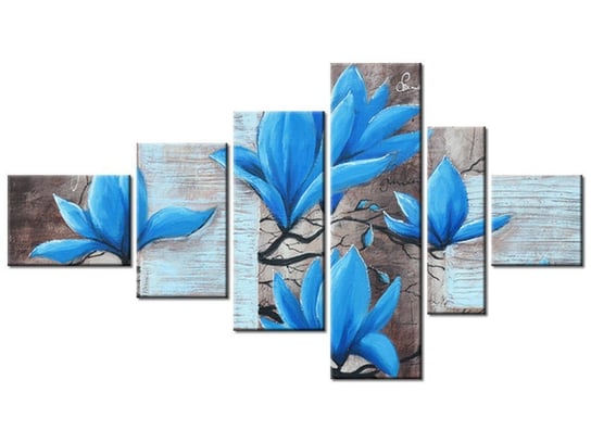 Obraz Błękitna magnolia, 6 elementów, 180x100 cm Oobrazy
