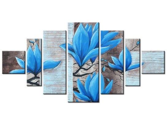 Obraz Błękitna magnolia, 7 elementów, 200x100 cm Oobrazy