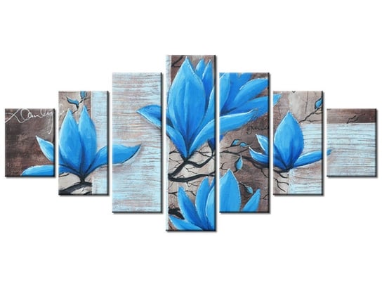 Obraz Błękitna magnolia, 7 elementów, 210x100 cm Oobrazy