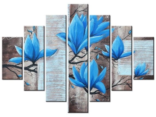 Obraz Błękitna magnolia, 7 elementów, 210x150 cm Oobrazy