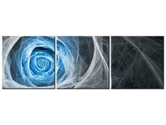 Obraz Błękitna róża fraktalna, 3 elementy, 120x40 cm Oobrazy