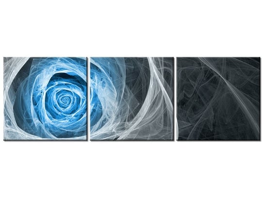 Obraz Błękitna róża fraktalna, 3 elementy, 90x30 cm Oobrazy