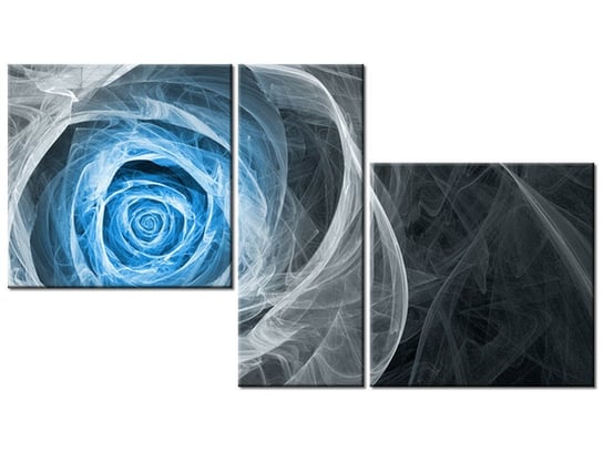 Obraz Błękitna róża fraktalna, 3 elementy, 90x50 cm Oobrazy
