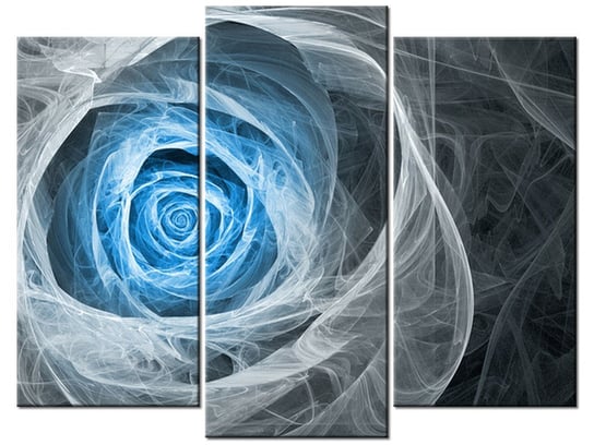 Obraz Błękitna róża fraktalna, 3 elementy, 90x70 cm Oobrazy